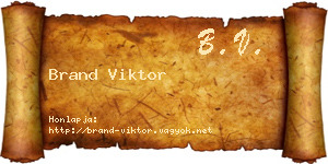 Brand Viktor névjegykártya